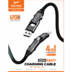 Câble Charge Rapide 4 en 1 CB14 100W Type-C Lightning USB - Image 2