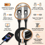 Câble Charge Rapide 4 en 1 CB14 100W Type-C Lightning USB - Image 3