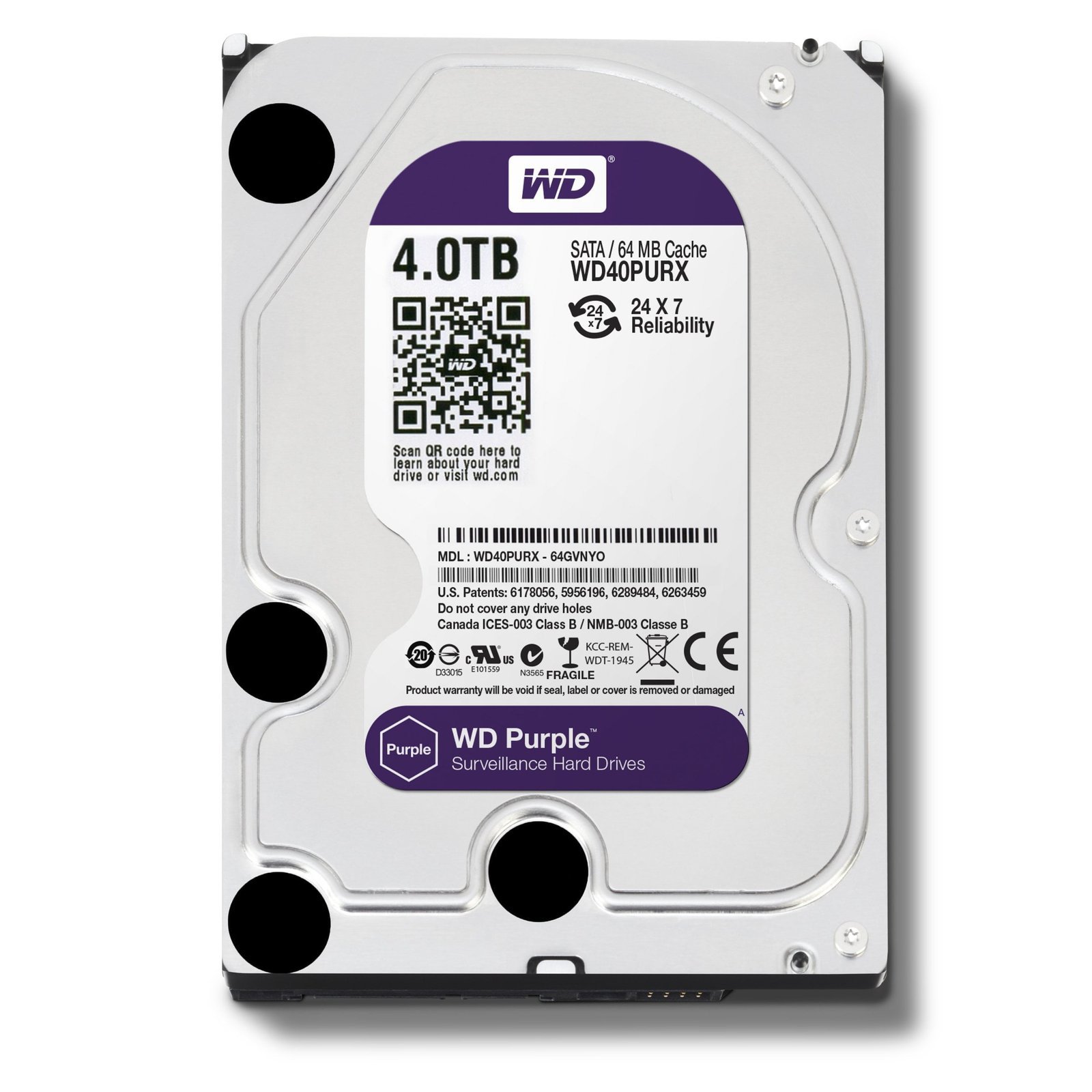 R-1-3 Disque dur interne 3.5" Western Digital Purple 4 To