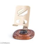 Support Téléphone Métal Réglable avec Base Bois – L-398 - Image 4