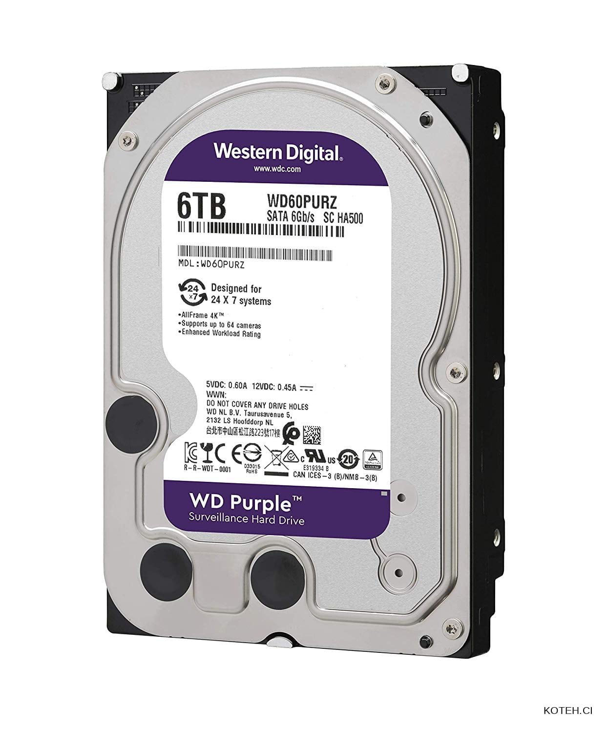 wd60purz-1 Disque dur interne 3.5" Western Digital Purple 6 To